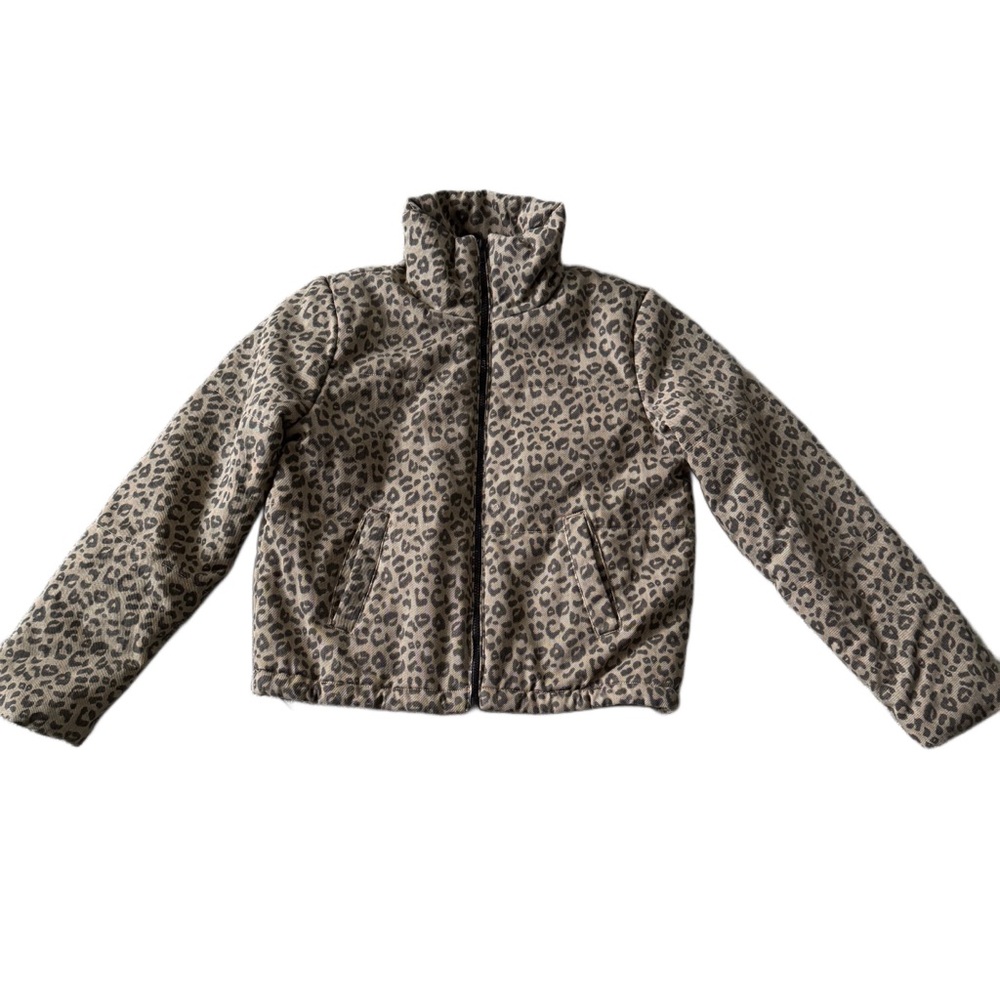 Jou Jou Brown and Black Puffer Jacket with Cropped Design